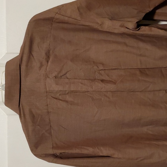 Stafford Wrinkle-Free Button Down Men's Brown Long Sleeve Shirt - 17 (36/37) - Picture 6 of 7